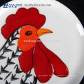 Rooster Design Restaurant Used Crockery Tableware, Fine Ceramic Plate With Decal